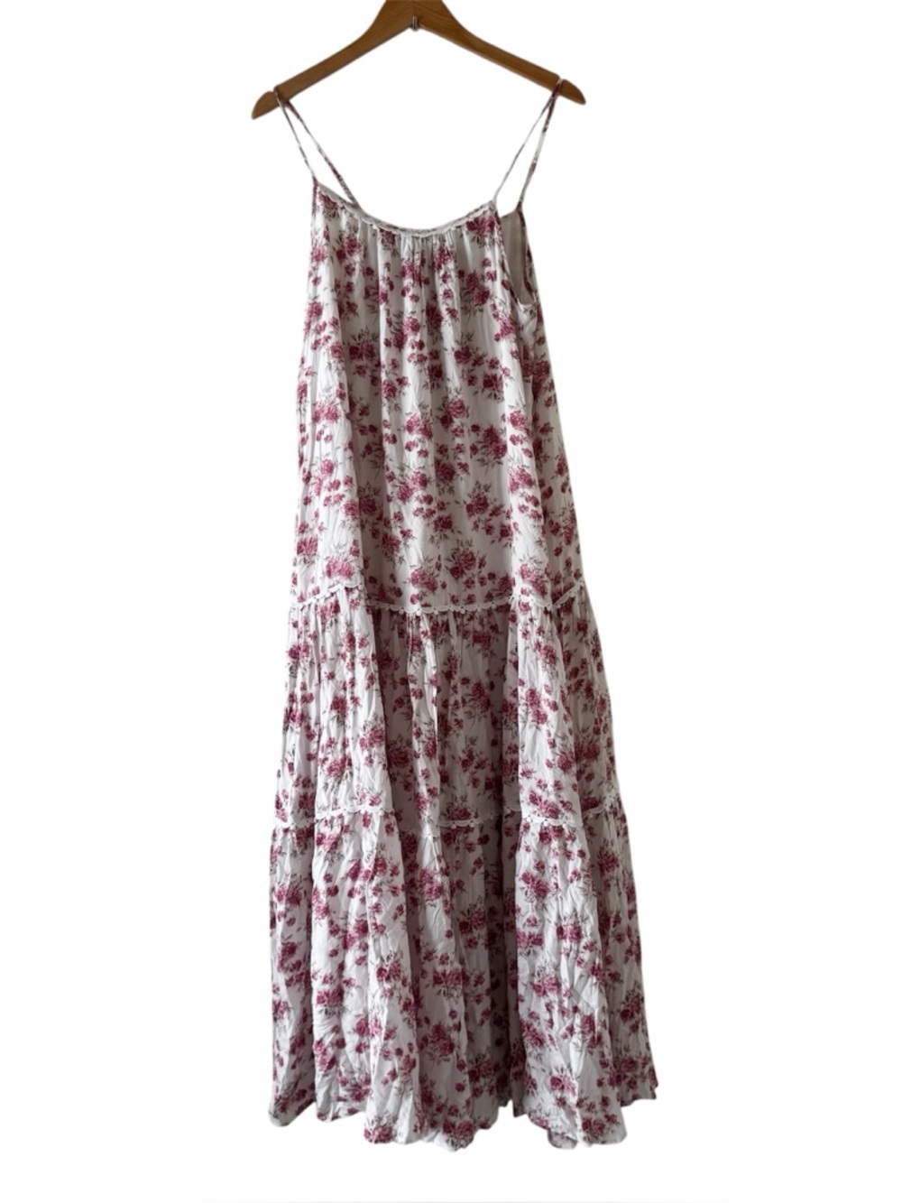 Trish Scully Womens NWT Size 8 White Pink Floral Cottagecore Maxi Dress